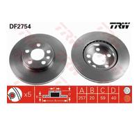 TRW 2X Disco Freno Anteriore 257 Ventilato Per Fiat Scudo Kasten 220_ 220L