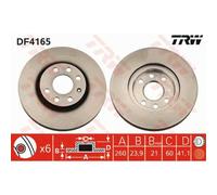TRW 2X Disco Freno Anteriore 260 Ventilato Per Opel Meriva Tigra Twintop