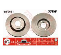 TRW 2X Disco Freno Anteriore 280 Ventilato Per VW Corrado 53I Golf II 19E