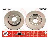 TRW 2X Disco Freno Anteriore 284 Ventilato Per Mercedes-Benz Saloon W124
