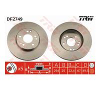 2x Disco freno ventilato DF2749 TRW per MERCEDES-BENZ Coupé