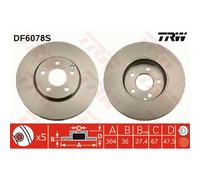 TRW 2X Disco Freno Anteriore 304 Ventilato Per Mercedes-Benz E-Class DF6078S
