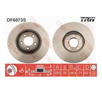 TRW 2X Disco Freno Anteriore Ø320Mm Ventilato Per Jaguar S-Type XJ Daimler Super