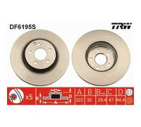 TRW 2X Disco Freno Anteriore 322 Ventilato Per Mercedes-Benz E-Class DF6195S