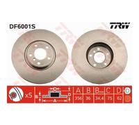 TRW 2X Disco Freno Anteriore 356 Ventilato Per BMW X5 E53 DF6001S