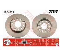 TRW 2X Disco Freno Posteriore 255 Completo Per Audi A4 8EC B7 8E2 B6 8ED 8E5