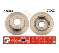 TRW 2x Disco Freno Posteriore 280 Pieno per BMW Z4 Roadster E85 DF6106