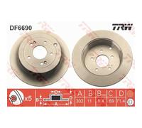 TRW 2X Disco Freno Posteriore 302 Completo Per Renault Clio IV Grandtour KH_ BH_