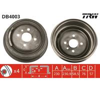 TRW DB4003 Tamburo freno per BEDFORD,HOLDEN,OPEL,RANGER,VAUXHALL