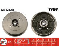 TRW DB4212B Tamburo freno per NISSAN,RENAULT