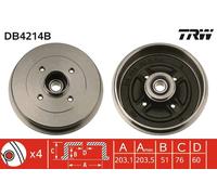 TRW DB4214B Tamburo freno per DACIA,RENAULT