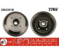 TRW DB4301B Tamburo freno per OPEL,VAUXHALL
