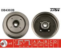 TRW DB4302B Tamburo freno per OPEL,VAUXHALL
