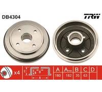 TRW DB4304 Tamburo freno 180 mm 4 fori interasse 100 mm