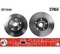 Disco freno pieno DF1540 TRW per VW SEAT