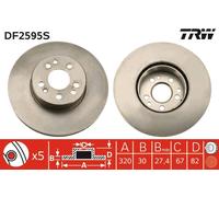 TRW Disco freno DF2595S anteriore ventilato 1 pezzo