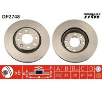 TRW Disco freno DF2748 anteriore ventilato 1 pezzo