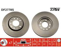 1X Disco Freno Trw per Opel Saab Vauxhall Chevrolet Lotus Assale Anteriore