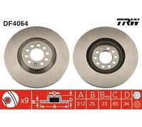 TRW DF4064 Disco freno per AUDI,SEAT,SKODA,VW