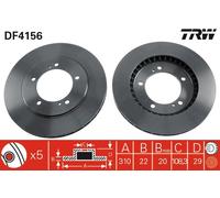 TRW Disco freno DF4156 anteriore ventilato 1 pezzo