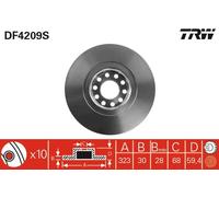 TRW DF4209S Disco freno per AUDI,VW