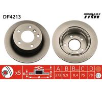 Disco freno TRW DF4213 posteriore, pieno, 1 Pezzo