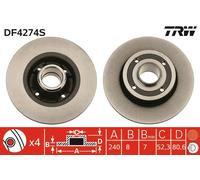 Disco freno TRW DF4274S posteriore, pieno, 1 Pezzo