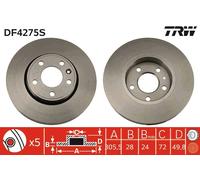 TRW DF4275S Disco freno per NISSAN,OPEL,RENAULT,VAUXHALL