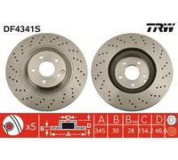 Disco freno TRW DF4341S per MERCEDES-BENZ CLK (C209) 5.4 2002-2009