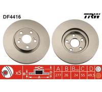 2x TRW DF4416 Disco Freno per Toyota Avensis T25 Avensis Station Wagon T25