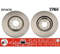 TRW disco freno DF4476 ventilato diametro 305,5 spessore 28 mm 5 fori