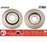 TRW disco freno DF4550 ventilato diametro 281 spessore 28 mm 5 fori