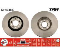 2x Disco freno ventilato DF4748S TRW per PEUGEOT CITROËN