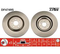 2x Disco freno ventilato DF4749S TRW per ALFA ROMEO 156 147 GT