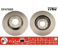 TRW DF4760S Disco freno per AUDI,PORSCHE,VW