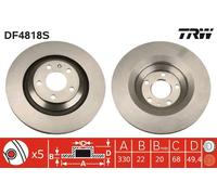Disco freno TRW DF4818S posteriore, ventilato, 1 Pezzo