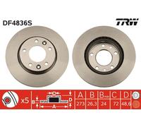 Disco freno TRW DF4836S anteriore, ventilato, 1 pezzo