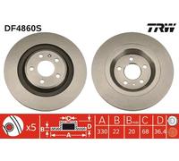 Disco freno TRW DF4860S posteriore, ventilato, altamente carbonizzato, 1 pezzo