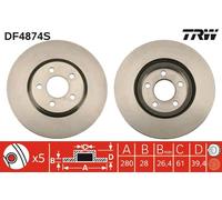 Disco freno TRW DF4874S anteriore, ventilato, 1 Pezzo