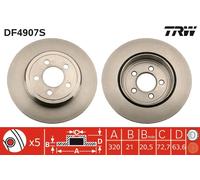 Disco freno (per unità) TRW DF4907S per CHRYSLER 300C 3.0 CRD
