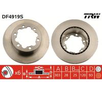 Disco freno TRW DF4919S posteriore, ventilato, altamente carbonizzato, 1 Pezzo