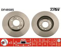 Disco freno TRW DF4958S anteriore, ventilato, altamente carbonizzato, 1 Pezzo