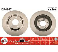 TRW Disco freno DF4967 - ventilato posteriore per Mazda RX-8 (SE, FE) 1.3 2003-2012 - 1 pezzo
