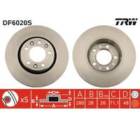 TRW DF6020S Disco freno per CITROËN,FIAT,PEUGEOT,TOYOTA
