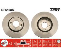 Disco freno TRW DF6108S anteriore, ventilato, 1 pezzo