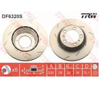 Disco freno TRW DF6320S posteriore, perforato, fessura, altamente carbonizzato, 1 Pezzo