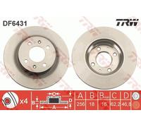 TRW DF6431 Disco freno per HYUNDAI