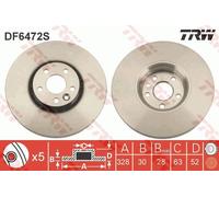 1X Disco Freno Trw DF6472S per Volvo Assale Anteriore