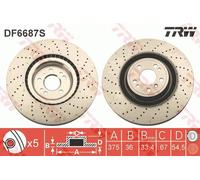 Disco freno TRW DF6687S anteriore, ventilato, perforato, 1 Pezzo