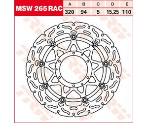 TRW Dischi freno racing anteriori, con ABE ANT., MSW265RAC FLOTT.